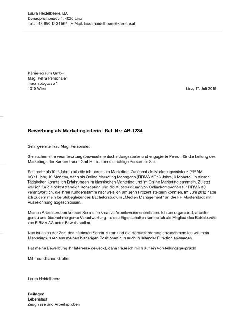 Bewerbungsschreiben Muster und Tipps zur Erstellung karriere.at
