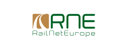 Logo von "RailNetEurope" - Vereinigung zur Förderung des internationalen Verkehrs auf der Eisenbahninfrastruktur